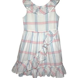 Janie and Jack Pink and Blue Plaid Dress Girls 7